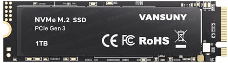 Vansuny SSD Interne 1To M.2 NVMe PCIe Gen3x4 2280 TLC – Disque SSD Haute Performance Jusqu’à 3400 Mo/s en Lecture, 2900 Mo/s en Écriture – Mise à Niveau pour PC Gamer, Créateurs et Usage Quotidien