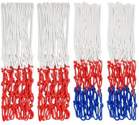 Pushiibee Rete da Basket per Canestro, 4 Pezzi Rete di Ricambio per Canestro da Basket da Esterno, Rete da Basket Resistente alle Intemperie con 12 Ganci Accessori Sportivi