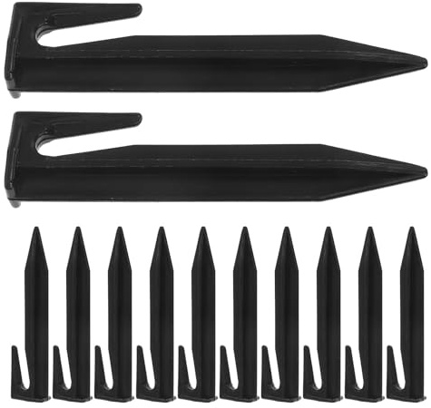 MAGICLULU Piquetas de Fijación para Camping y Césped, 100 Piezas Negras de Plástico Forjado, Estacas Resistentes para Tiendas y Cortacésped en Exteriores