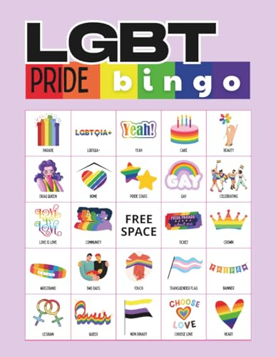 LGBT Pride Bingo: 32-Player Pride Month Themed Party Games for LGBTQ Party Game, Corporate Diversity Events, Classroom Activities for Schools