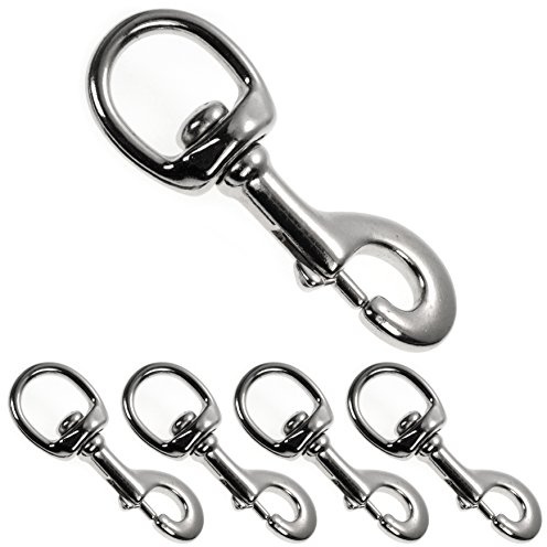 Ganzoo 4-pack stålkarbiner med svivel, 100 mm silver, karbinhake med roterande huvud för snabb fastsättning, för hundkoppel, hundhalsband, paracord 550 samt rep och band till projekt