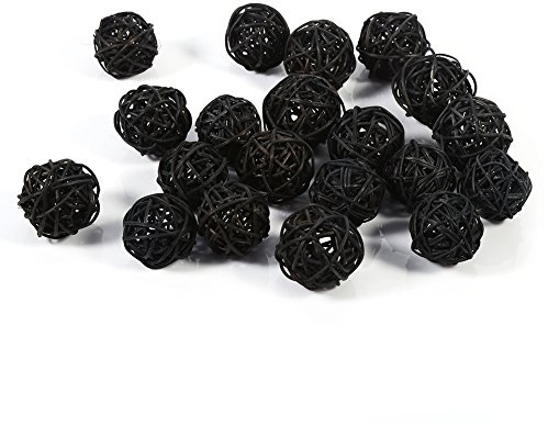 Rattan-Kugel, 5 Farben, 20 Stück, bunt, dekorative Weidenkugeln, Ornamente für Tisch, Hochzeit, Weihnachten, Geburtstag, Party, Dekorationen (schwarz)