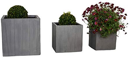 Jet-Line | 3er-Set | Blumenkübel 'Themse' | XXL | Blumen | Töpfe | Zementgrau | leicht |Betonptik | Verschiedene Größen