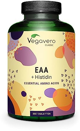 EAA Tabletten Vegavero | 100% Natürlich – nicht synthetisch | Alle 8 inkl. BCAA (2:1:1) + Histidin | Vegan | 1000 mg Aminosäuren pro Einheit | Ohne Zusätze | 300 Stück