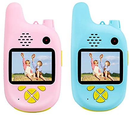 HIZQ Talkie-Walkie pour Enfants avec Caméra Vidéo, Jouet Ordinateur De Poche Radio Bidirectionnelle Jouet Garçon Fille pour Les Intérieur Extérieur Jouets De Jeu D'aventure,Pink+Blue