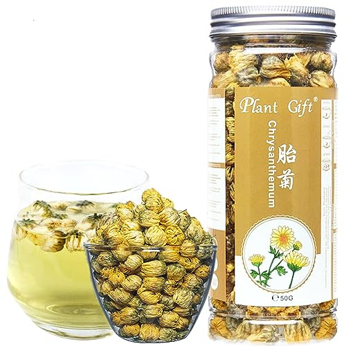 Plant Gift Chrysanthemum Tea, Chrysanthemen Tee, 胎菊, Chinesischer Hangzhou Tai Ju, Loser Kräutertee, Dose mit Honig, Wolfsbeere, Rosentee 50g/1.76oz…