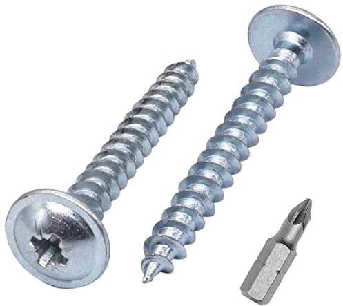 SKIR'CO (40 Stück) Verzinkter Stahl 5,0 x 40 mm Silber Holzschrauben, Metallschrauben, Oblatenkopf, Pozidriv, selbstschneidend