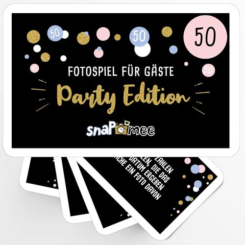 Fotospiel 50 Geburtstag by snaPmee - 50 Fotoaufgaben als Party-Spiel für Gäste - Geschenk-Idee Frauen & Männer - Gästebuch Ergänzung