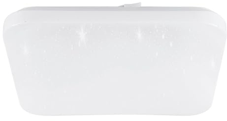 Eglo LED lámpara de techo Frania-S, luminaria cielo estrellado | con efecto cristal, luz de pared de acero y plástico en blanco, iluminador para baño y cocina, blanco neutro, IP44, 33x33 cm