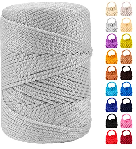 LEREATI Corde Macramé 3mm x 170m, Corde Polyester Fil Macramé Polypropylène pour Macramé, Ficelle Macramé pour DIY Artisanat, Sac à Main, Décoration de la Maison (Clair Blanc Gris)