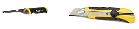 STANLEY FATMAX Scie pour Usage Général - Découpe du Plâtre - 8 Dents/Pouce - Denture Triple Biseaux - 3 Angles de Blocage & 0-10-425 Cutter 25 mm Bi-matière Dynagrip - Blocage de La Lame