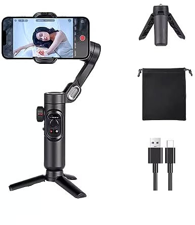 Gimbal para teléfono, seguimiento de retratos, zoom de perilla multifunción, estabilizador de cardán de 3 ejes para smartphone con luz de relleno, estabilizador de teléfono para grabación de video