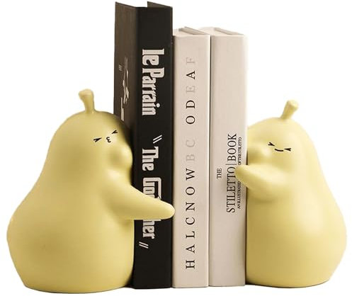 Serre Livre Poire 1 Paire Céramique Mignon Créatifs Décoratifs pour l'École, Bureau, Bibliothèque, Maison - Accessoires (Jaune)