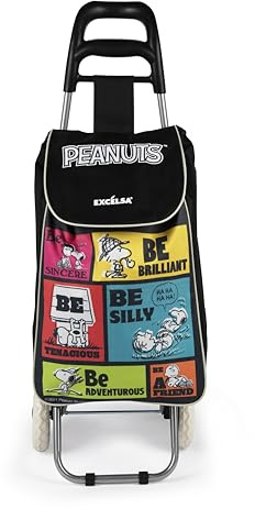 Excelsa Peanuts Be Carrello Porta Spesa, Capacità 38 L, Sacca Rimovibile, Idrorepellente
