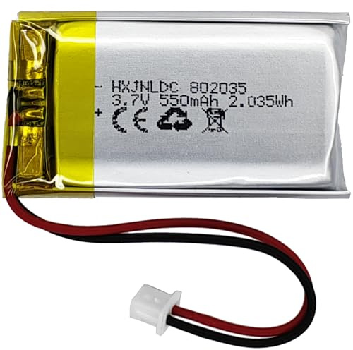 DC 3.7v 550mah 802035 Batterie au Lithium polymère Rechargeable pour DIY 3.7-5v Produits électroniques avec 2 Fils intégrés de Remplacement de la Batterie et de la lumière LED