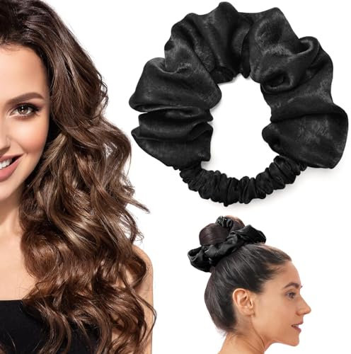 Moguri Bigodini Senza Calore per Dormire, Riccioli Non Termici per Capelli Lunghi, Scrunchie Nero