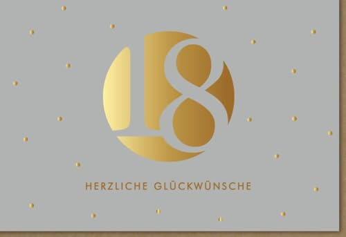 Gutsch Verlag Geburtstagskarte zum 18. - Stilvolle Glückwünsche mit Goldakzenten, Unisex Design für Teenager & Jugendliche, Geburtstagskarten-18-Jahre - mit Umschlag
