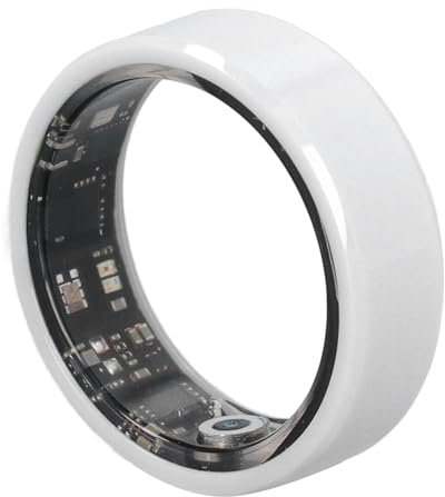 Health Tracker Smart Ring, Weiße Keramik, IP68, Wasserdicht, Schrittzähler, Schlafüberwachung, Wiederaufladbarer Ring mit 7 Tagen Akkulaufzeit für IOS Benutzer (21,5 mm/0,85 Zoll)