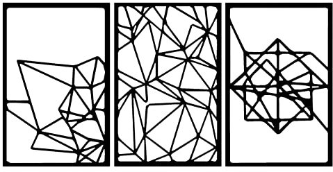 HHOZsafety Stück geometrische Metall-Wandkunst, Metall-Wandskulptur, Schwarze Wandbehang-Dekorationsskulptur, abstrakte Büro-Heimdekoration