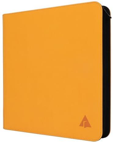 Rayvol Premium 12-Pocket Binder - Fits 1104 Trading Cards, Side Loading Ringless Collection Album for TCG & Sports Cards - Yellow