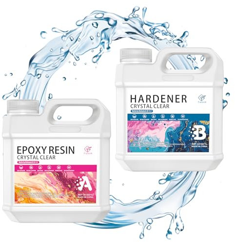 Funxim Epoxidharz set, 2L/68oz Clear Epoxidharz mit härter 1: 1 Verhältnis Glasklar Gießharz Set Ungiftiges Epoxy Resin für Kunstgießharz, Schmuckherstellung, Formen, DIY Crafts