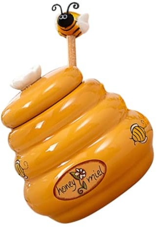 ABOOFAN Ceramic Honey Jar Stirring Rod Cute Kitchen Honey Storage Jar Small Lid for Home Use