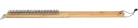 Long Pizza Oven Brush, Removable Pizza Brush with Metal Bristles and Scraper, Heat-resistant Pizza Brush for Outdoor Ovens and Grills, Easy to Pizza Stone Brush with