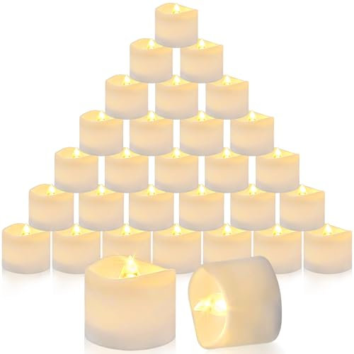 RDDAIPE Candele a LED 30 Pezzi, Candele LED Fiamma Oscillante, Candele Senza Fiamma, Lumini a Batteria, Luce Bianca Calda, per la Decorazione della Casa, Festa di Nozze, Natale, Halloween