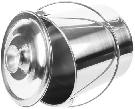 TINEASUR Seau à Lait En Acier Inoxydable 6 l Avec Poignée Et Couvercle Hermétique – Seau Métallique Portable Pour Conservation Alimentaire, Usage Domestique Et Camping
