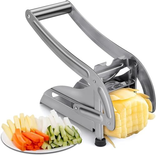 Cortador de Patatas Con Dos Cuchillas de Acero Inoxidable - Ideal Para Cortar Pepinos, Verduras y Frutas