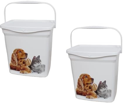 SIDSONS Reusable Plastic Pet Food Storage Container Dog Puppy Treat Food Bin Storage Box for Cat & Dog Food With Carry Handle, Durable & Portable Keeps Pet Food Fresh, 6 Litre Pack Of 2