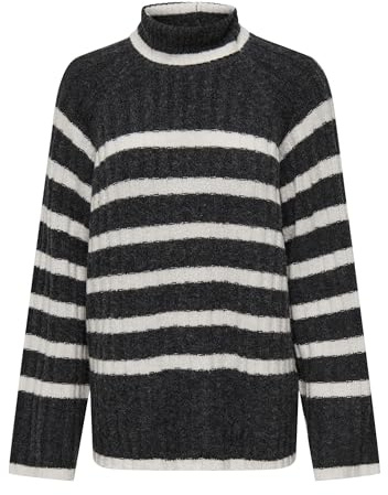 Jdymiley L/S lång randig tröja KNT Noos, Mörkgrå melange, XL