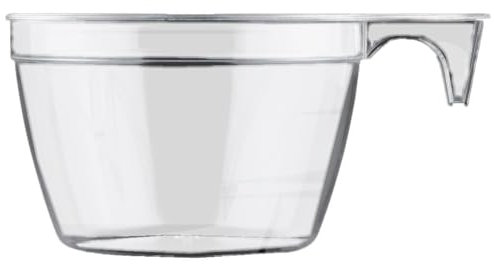 Monouso | 25 Tazas de Plástico Reutilizables, PS, 190ml, Color Transparente, Ideales para Café y Té, Apta para Bebidas Frías y Calientes, Apta para Microondas, Desechable