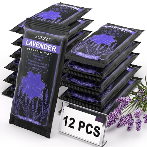 Achzzy Naturlig paraffin vax påfyllningar, 12-pack paraffin vaxblock av lavendel doft för paraffinbad, paraffinvax för hand och fötter för djup återfuktning, fuktande och närande (lavendel)