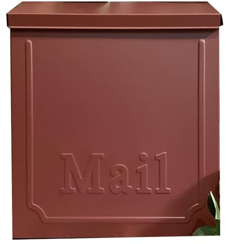 YCHUANGHEQING Cassetta Posta Quadrata in Metallo Resistente alla Pioggia Piccola da Parete, Cassetta Postale da Esterno, Cassetta della Posta Classica per Pacchi 22x10x25CM(Red)