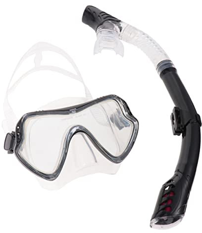 BELLIFFY Silikon-schnorchelmaske Für Erwachsene Tauchmasken-Set Mit Schnorchel Transparent Und Schwarz Großem Atemraum Für Schwimmen Und Tauchen