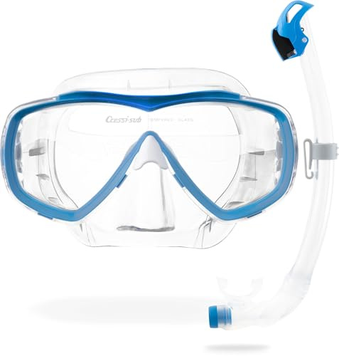 Cressi Estrella + Seal Dry Mask & Snorkel Kits, Clear/Azure