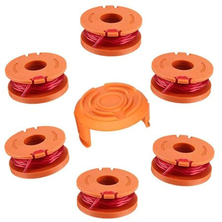 husippend 6Pezzi Bobina decespugliatore, Adatto Tagliabordi,Filo per decespugliatore,3 m/Bobine di Lunghezza e 1,65 mm di Diametro, con 1 coperture