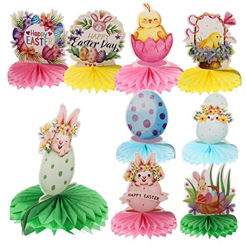 Toyvian 9stücke Teiliges Osterparty Dekoration Bunte Honigwaben Centerpieces Mit Hasen Und Eiern Für Festliche Tischdeko Für Ostern Und Feiern