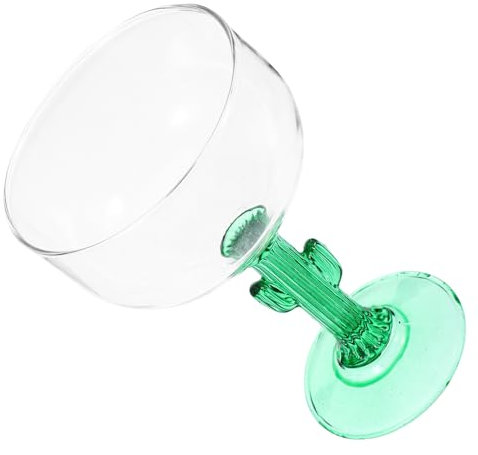 CATIEBYE Cactus-Shaped Margarita Wine Glass 400ml Green High Foot Household Drinking Goblet Decorative Party Table Drinkware
