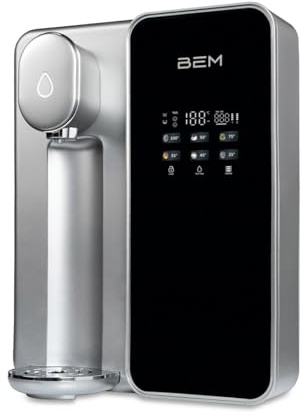 BEM Unicora Wasserfilter Osmoseanlage Umkehrosmose Trinkwasser Wasseraufbereiter mit UV, Direktanschluss, Heißwasserspender 6 Temperaturstufen, TDS Monitor, Kalkfrei, Wasserfilteranlage für Küche Büro