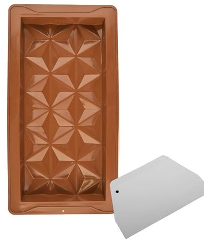 Chocolate Mould, 25 x 13.5 Cm Silicone Chocolate Mould with 1 Scraper, Easy Release and Durable Deep Chocolate Mold, Protein and Energy Bar Molds for Praline Desserts Sweets Making