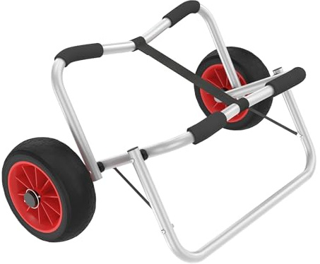 SUBTLETY Faltbare Kajakwagen Verstellbarer Alu Kanuwagen mit Abnehmbar Gurtbändern & Kunststoffräder Transportwagen Tragfähigkei bis 100KG Surfwagen für Boote, SUP-Paddles, Kanus & Kajaks