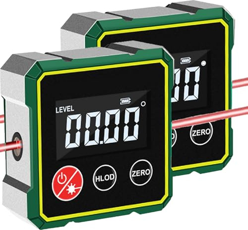 Magnetischer Digitaler Winkelsucher mit Elektronischem Laser, Winkelsuchgerät mit starkem Magnetfuß, Digitaler Winkelmesser Neigungsmesser Laser Wasserwaage mit LCD für die Holzbearbeitung (2P)