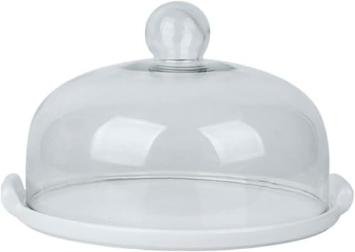 ZHZXBDGQ 1 Set Cake Bell Jar with Ceramic Plate Glass Cheese Bell Cake Plate Dome Dome Pies Glass Dome Cake Stand Cake Bell Food Cover Lid for Patisserie Food Cover