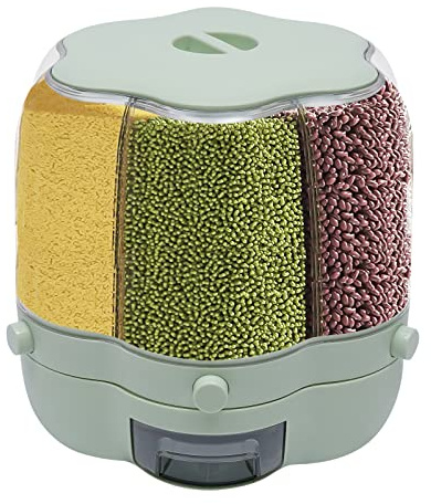 Estabeter Müslispender, 6 Gitter Getreidespender Müsli Spender Vorratsdosen Set Aufbewahrungsbox Reisespender 360 ° Drehbarer Lebensmittelspender für Müsli, Cornflakes, Cerealien, Bohnen, Reis