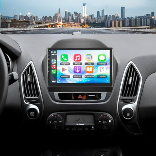 Radio de Coche de 10 Pulgadas Doble DIN para Hyundai IX35 2009-2015 con navegación GPS Android Carplay Android 14 Autoradio con Bluetooth WiFi FM/DSP SWC Mirror Link + micrófono cámara Respaldo AHD