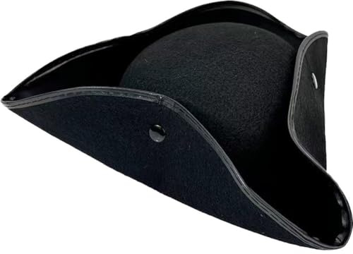 Glixoft Kolonialer Dreispitz-Hut Goldenem Rand, Piratenhut Für Damen Und Herren, Cosplay, Piratenhut, Halloween-Partyhut Für Halloween-Karneval