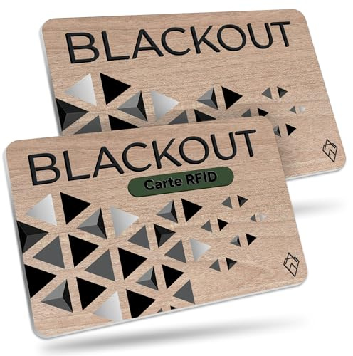 AKIELO Blackout Tarjeta Bloqueadora RFID – Tarjeta de Protección Ecológica de Madera Antirrobo con Blindaje Faraday Ultrafino para Carteras (Edición Madera – 2 Unidades)