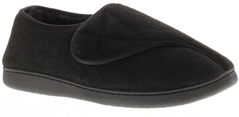 Dr Keller Vince Wide Fit Men's Slippers - Slip-On Diabetic Slippers Men Boasting Warmth & Comfort with Touch Close Fastening, Fur Lining & Cushioned Insole